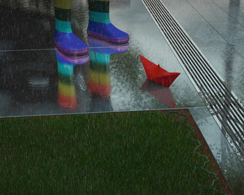 Visual Starkregen Rinne