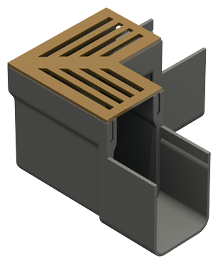 Render Conjunto Esquina ACO Slimline Plastico com Grelha Aço Corten (Threshold)