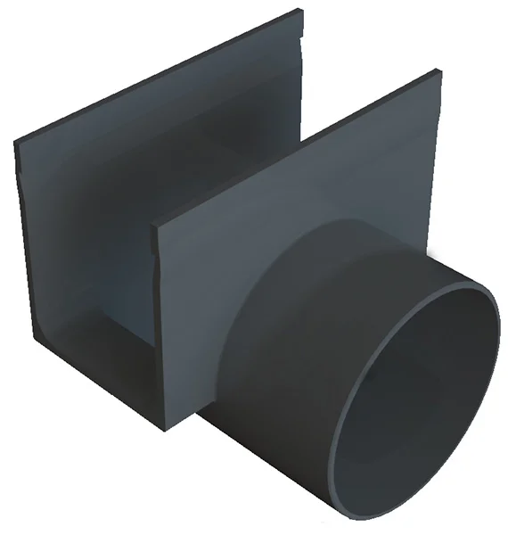 Render Conector Saida horizontal Ø80 ACO Slimline Plastico (Threshold)