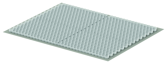 Render del panal Gravel Grid blanco, de dimensiones 1200x1600mm H30.