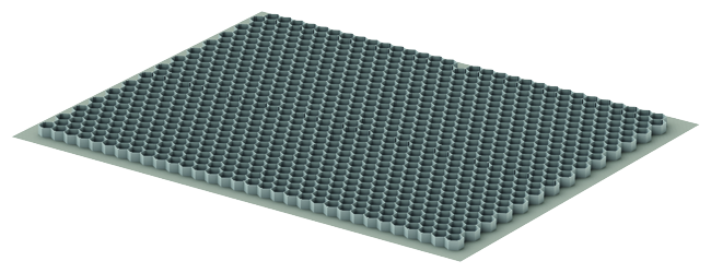 Render do panel Gravel Grid cinza, de dimensões 1200x1600mm H30.