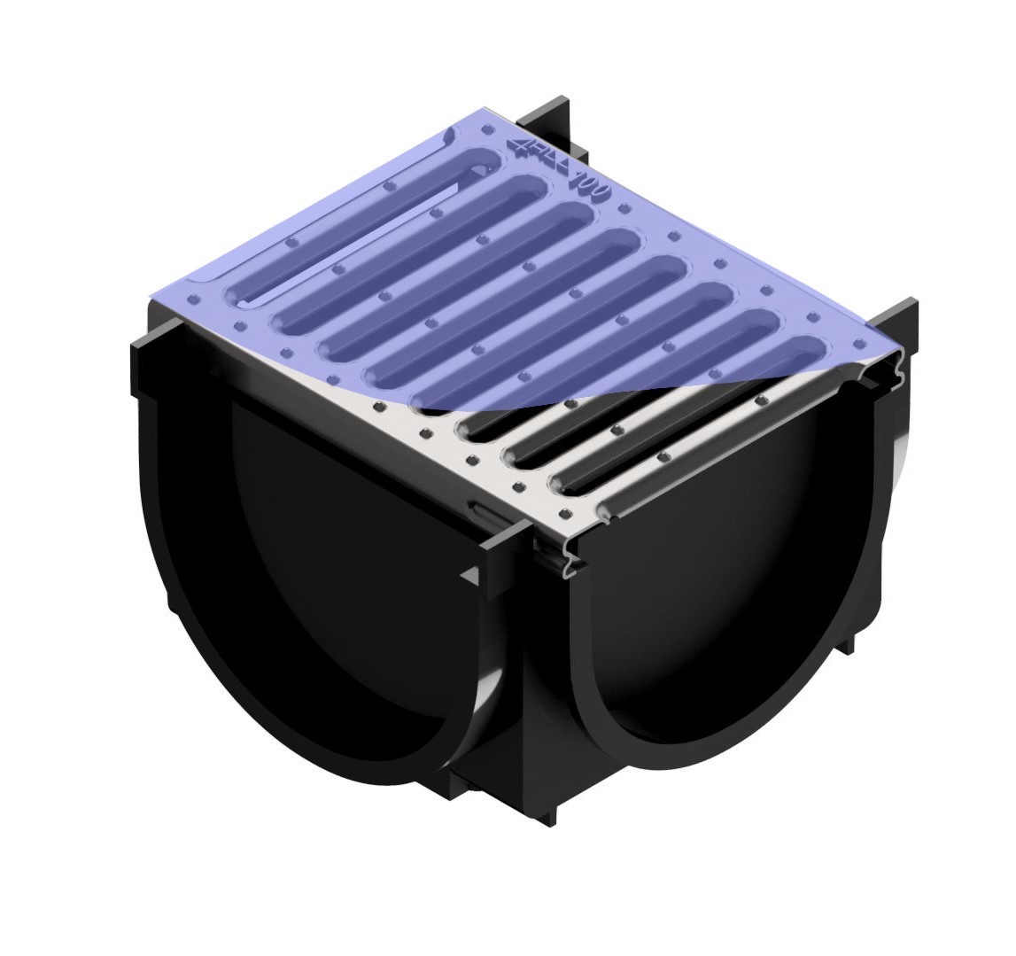 Render do Kit ACO 4ALL Conexão 4 pontos preto c/ Grelha inox slim A15