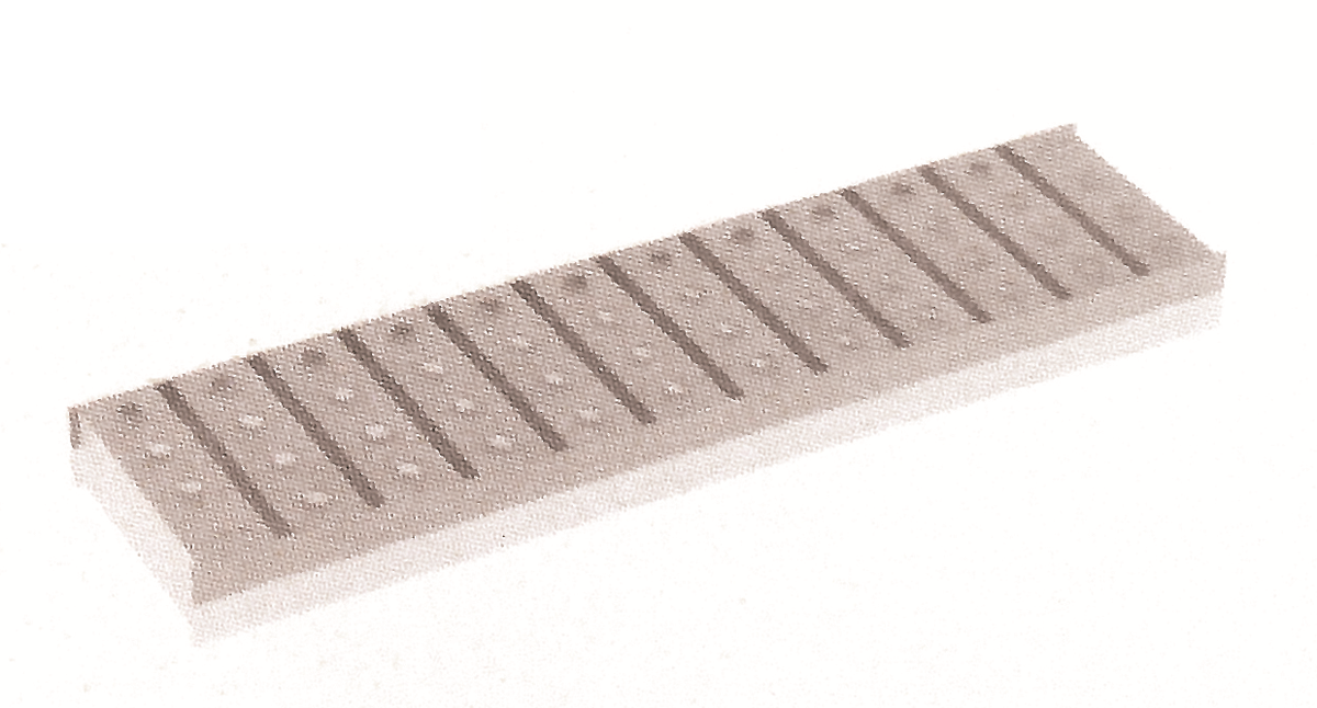 Esquema técnico de la reja para canal Modular 125, reja multislot 5 en acero inoxidable AISI316 de dimensiones L500 A125 H20 sin sistema de fijación, clase de carga A15.