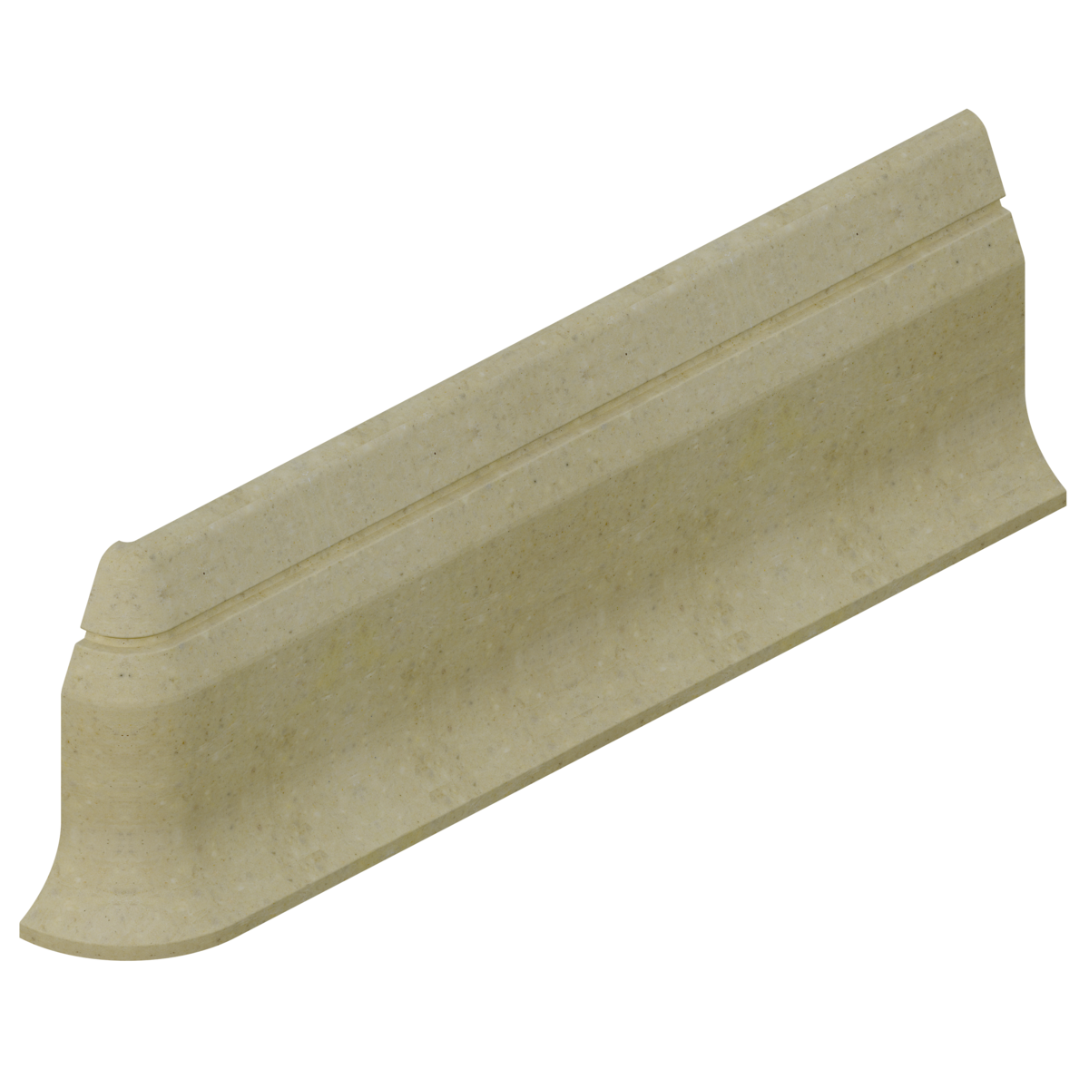 Render do rodapés de proteção KERB PB PLAIN, peça para acabamento esquerdo de L565 H200 en betão polimérico