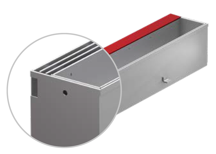 Render de la reja de inspección para canal MULTIDRIAN/MULTILINE/XTRADRAIN 100, reja brickslot-ST L H105 triple en acero inoxidable AISI304 de dimensiones L500 A123 H129 sin sistema de fijación, clase de carga C250.