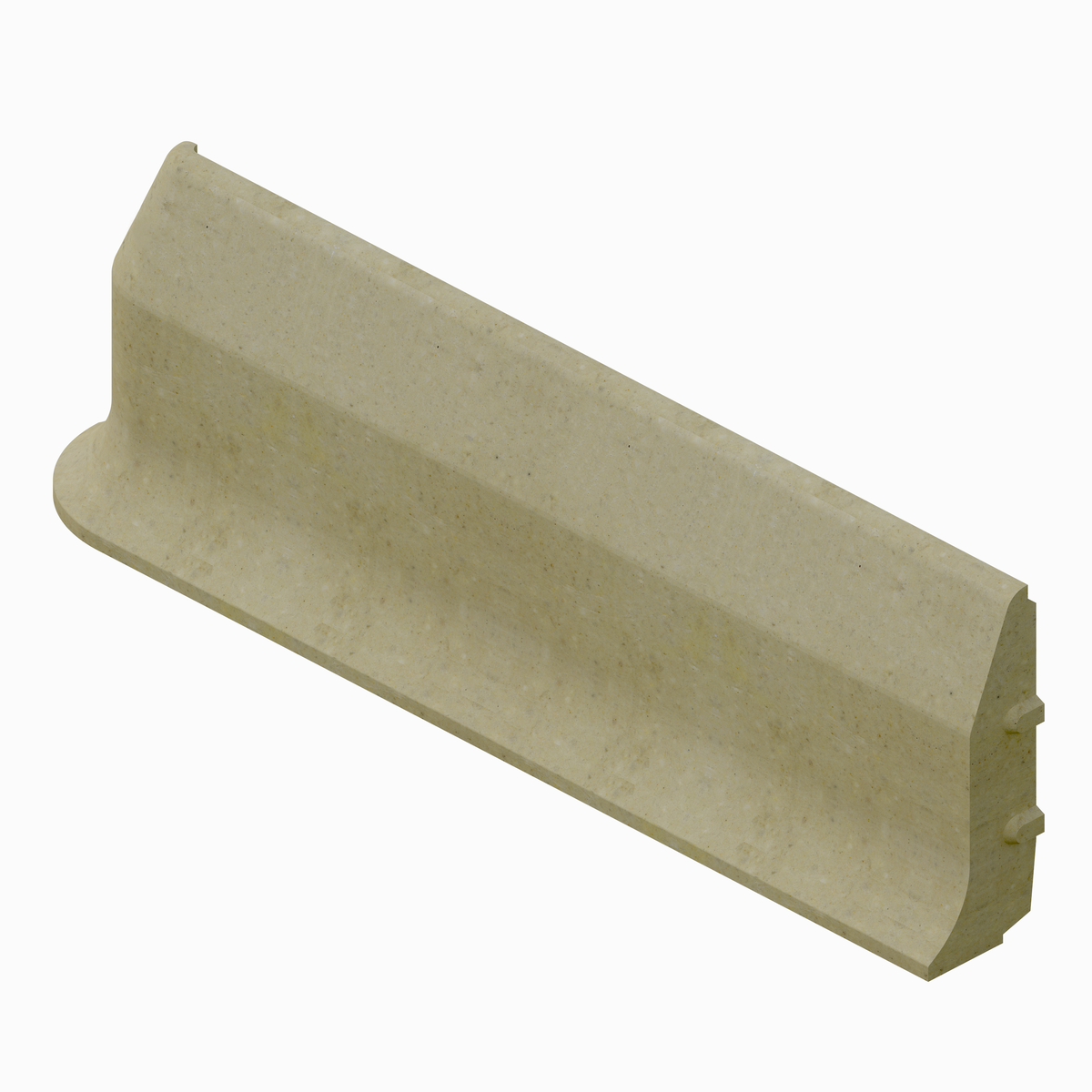 Render do rodapés de proteção KERB PB PLAIN, peça para acabamento esquerdo de L565 H200 en betão polimérico