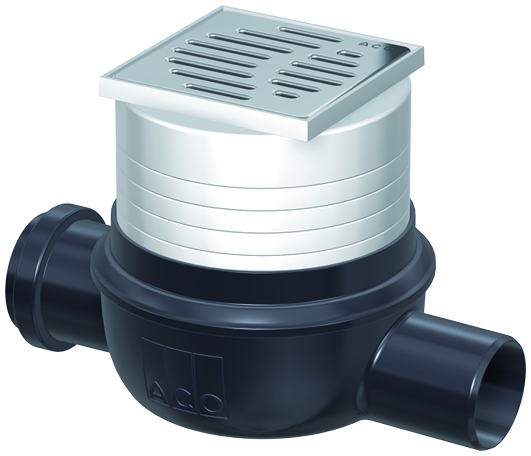 Render do conjunto ACO Easyflow 25050077 que consiste no corpo com grelha 25007711 e fundo 25050000.