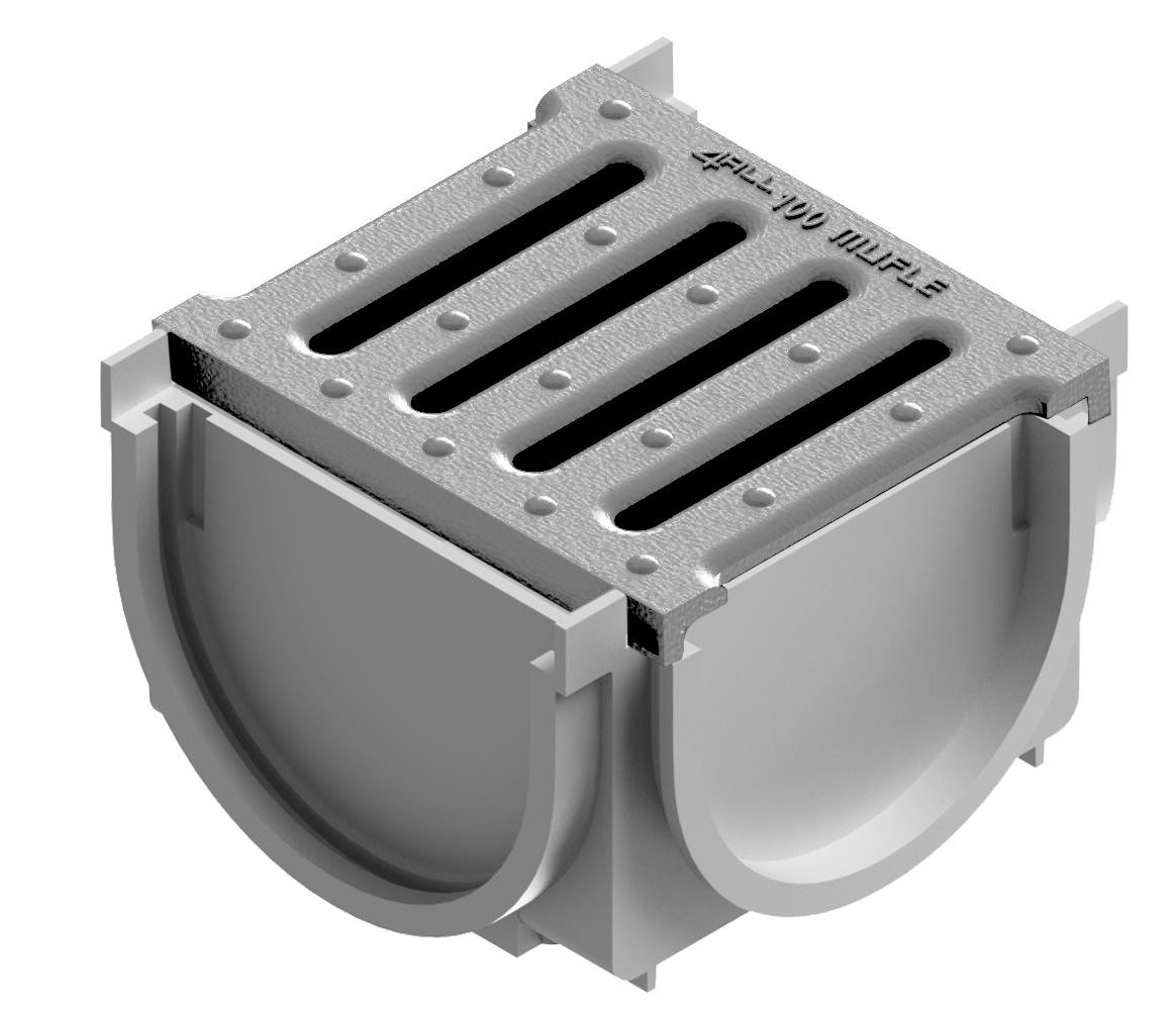 Render do Kit 4ALL Conexão 4 pontos cinza c/ Grelha HDPE A15