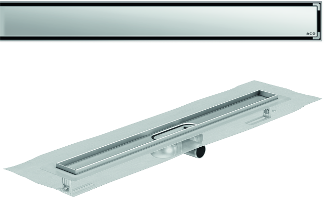 Render 3D canal Showerdrain -C 2.0 com flange S/H DN50 H:69-140mm com sifão de 25mm e grelha MASSIVE com tela CD000883 // CD000884 // CD000885 // CD000886 // CD000887 // CD000888 // CD000889