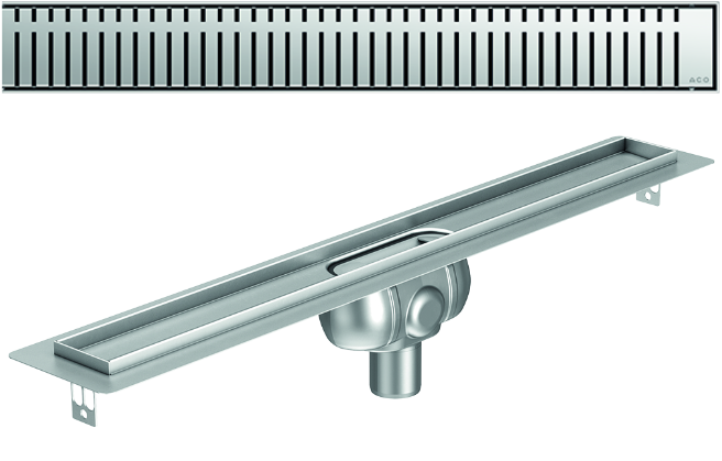 Render 3D canal Showerdrain -C 2.0 com flange S/V DN50 H:92-140mm com sifão de 50mm e grelha PIANO sem tela CD000589 // CD000590 // CD000591 // CD000592 // CD000593 // CD000594 // CD000595