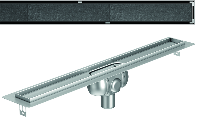 Render 3D canal Showerdrain -C 2.0 com flange S/V DN50 H:92-140mm com sifão de 50mm e grelha TILE sem tela CD000365 // CD000366 // CD000367 // CD000368 // CD000369 // CD000370 // CD000371