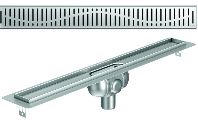 Render 3D canal Showerdrain -C 2.0 com flange S/V DN50 H:92-140mm com sifão de 50mm e grelha WAVE sem tela CD000029 // CD000030 // CD000031 // CD000032 // CD000033 // CD000034 // CD000035
