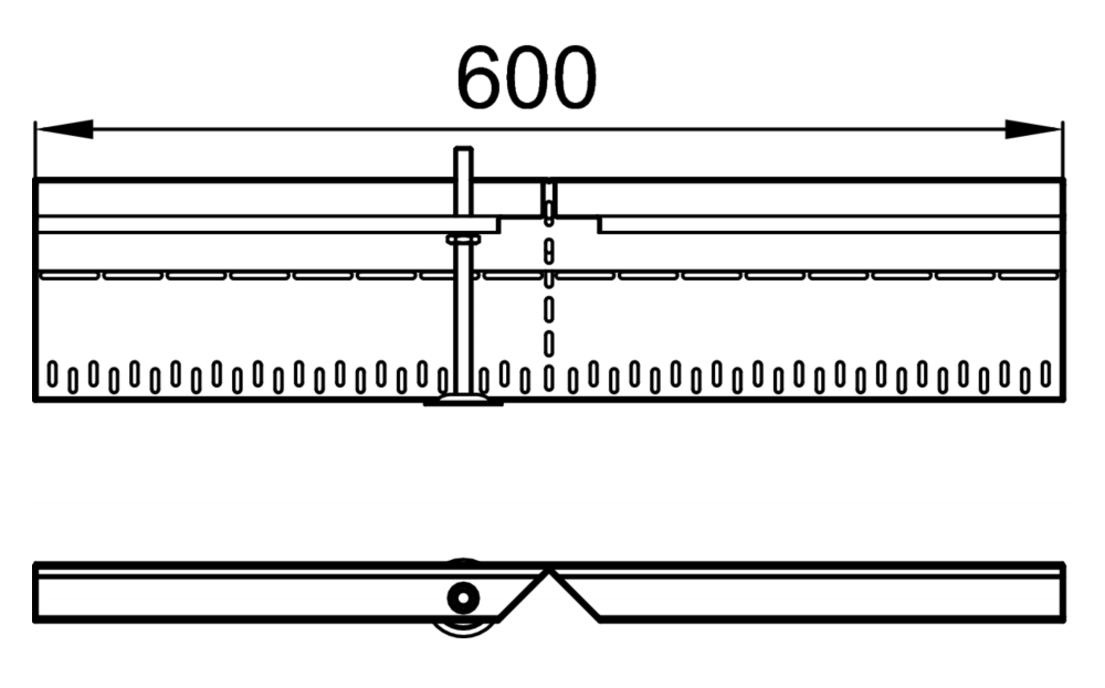 Esquema técnico del canal en L PROFILINE L600 H55 sin reja