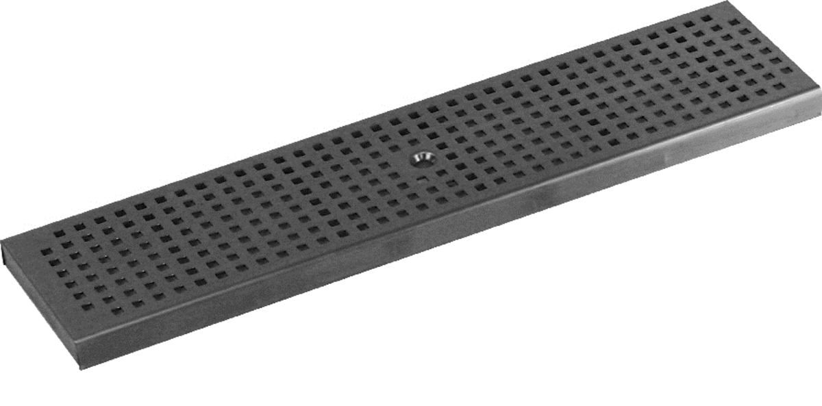 00105528 Render de la reja para canal Modular 125, reja quadrato en acero inoxidable AISI304 de dimensiones L500 A125 H20 sin sistema de fijación, clase de carga A15.