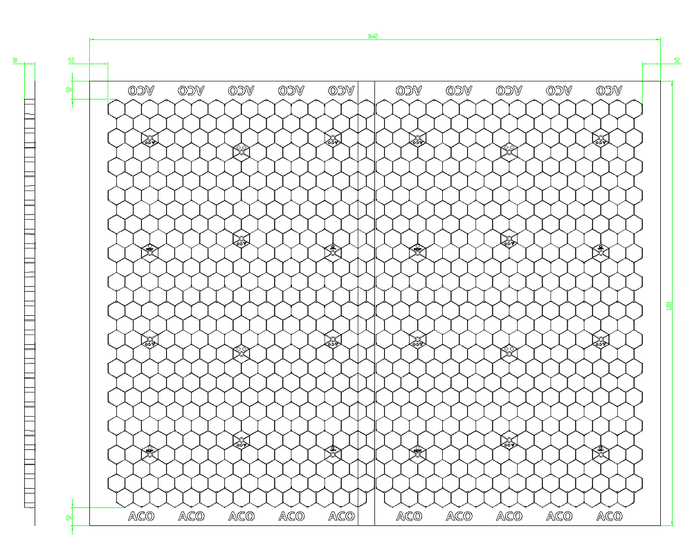 Esquema técnico del panal Gravel Grid con altura 30mm