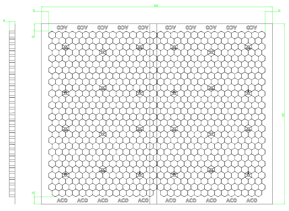 00281094_E Esquema técnico do painel Gravel Grid de altura 40mm