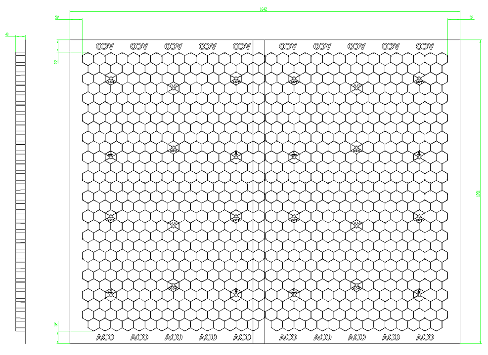 Esquema técnico do painel Gravel Grid de altura 40mm