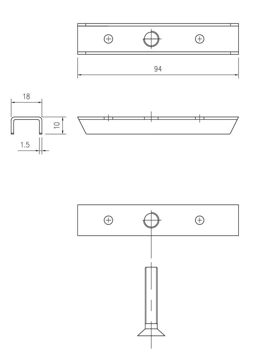 00330049 Esquema técnico do kit ant-rubo do SELF 100, com sistema de fixação por parafusos para la grelha passarela em aço galvanizado.