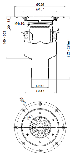00447217_2D Esquema 2D do conjunto ACO EG150 HF 00447217 que consiste no corpo com grelha 00447115, fundo 00414708?? e cesto 00097235.