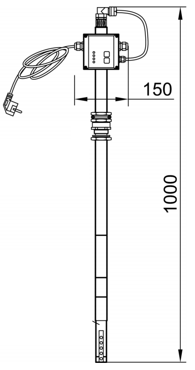 33001150 Esquema técnico de la alarma para los separadores de grasas en superficie LIPUJET.