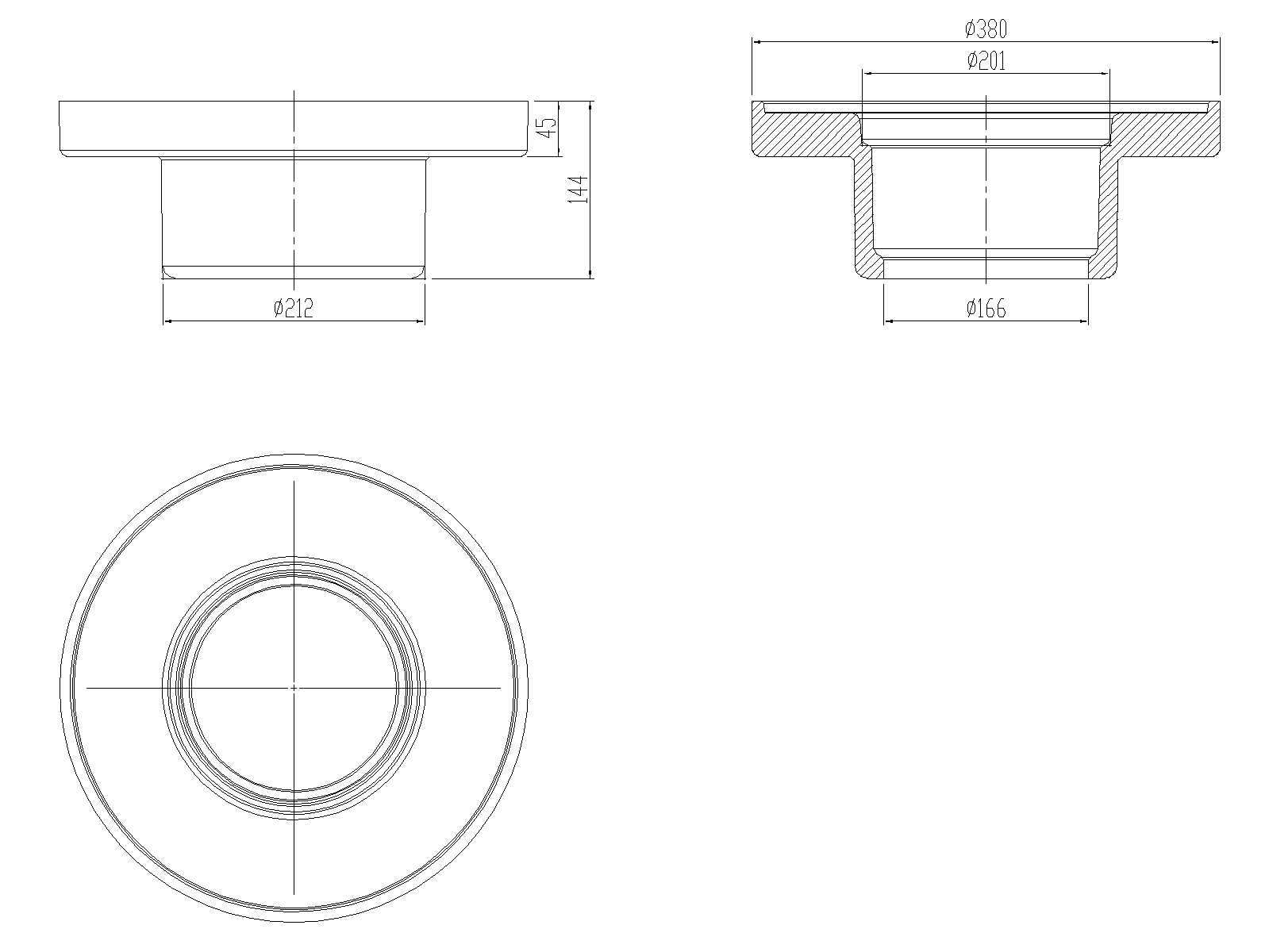 70403602_CAD Esquema do isolamento de poliuretano para fundo sumidouro de coberturas ACO GRAVITY com saída vertical DN150 ref.70403602