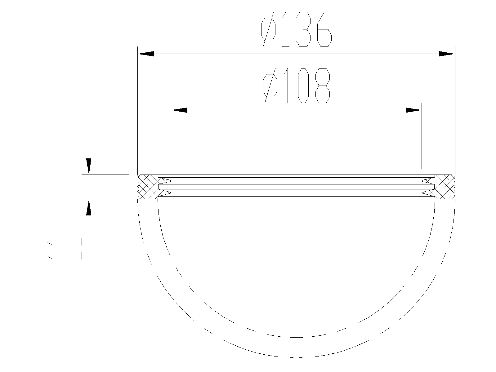 70470026_CAD Esquema da anel de fricção em borracha de NBR para sumidouros modelo GRAVITY/JET de 11 mm ref.70470026