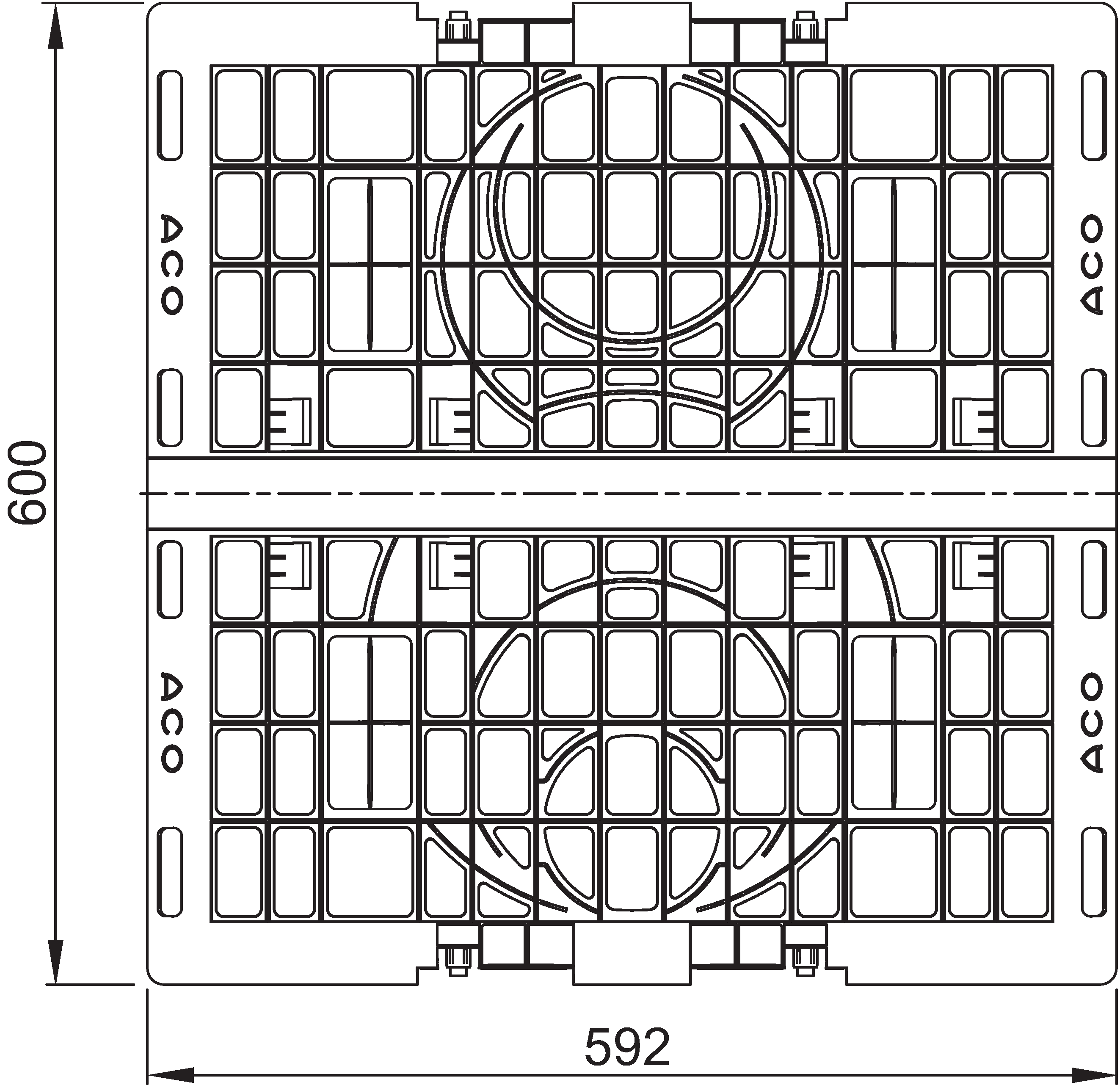 ACO_stormbrixx_hd600_359711 Esquema técnico panel lateral Stormbrixx 600HD