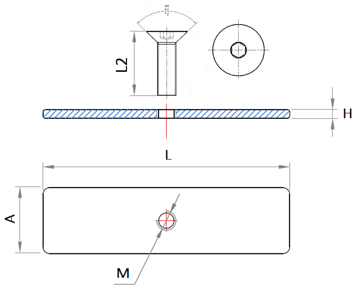 Esquema técnico general del kit antirrobo con clavija, tornillo tipo DIN7991.