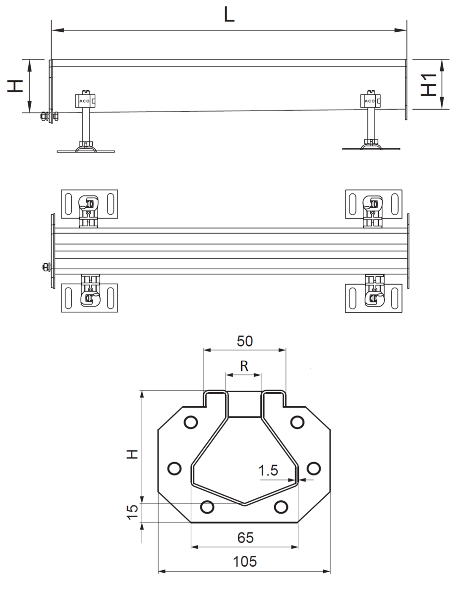 CNL MOD 20 VAR Esquema tecnico del canal RANURADO CZ