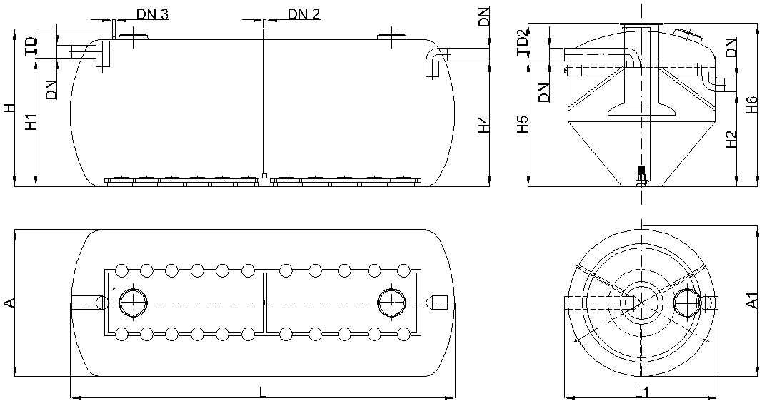 Esquema ROX 2 piezas Esquema técnico ROX em formato horizontal e instalação subterrânea 2 peças