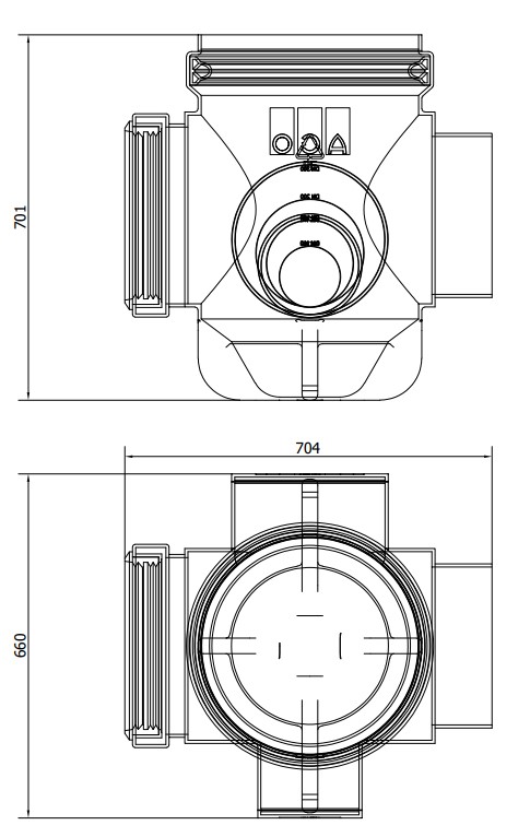Esquema_418990 Desenho técnico Purga de fundo P/QMAX NEO 300 Tipo de canal: M-H. Código: 00418990