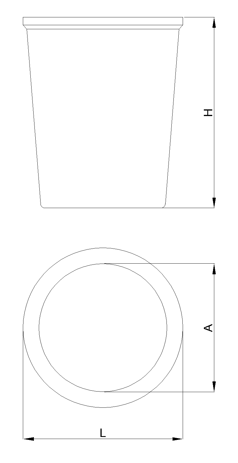 Esquema depósito cilíndrico DC Desenho técnico Tanque cilíndrico DC