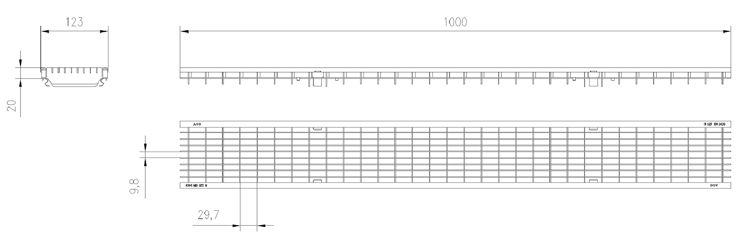 IBE_00132559_E Esquema Reja Q+ Antitacon 30x10 B125 para Canales XD/MD/Ml/SealIn 100