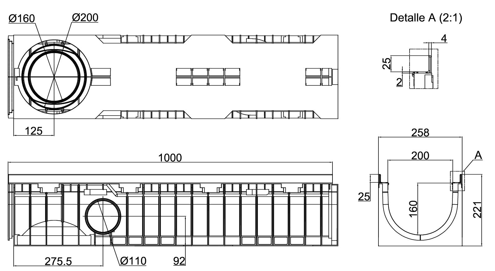 Esquema Canal  Xtraline B 200/160