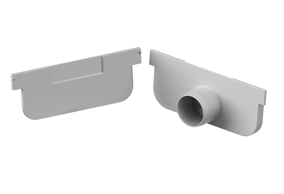 MF330238_R Render kit Easyline 100 HDPE Cinza H50 composto por tampa cega, tampa com saida Ø32