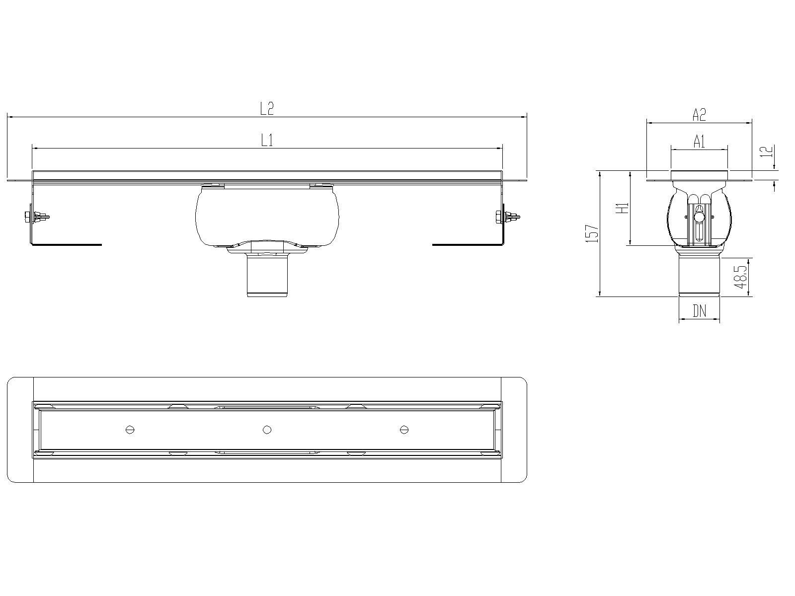 SHOWERDRAIN-C 2.0 C_ALAS SV DN50 H92 C_RJ TILE S_TELA Esquema técnico canal Showerdrain -C 2.0 com flange S/V DN50 H:92-140mm com sifão de 50mm e grelha TILE sem tela CD000365 // CD000366 // CD000367 // CD000368 // CD000369 // CD000370 // CD000371