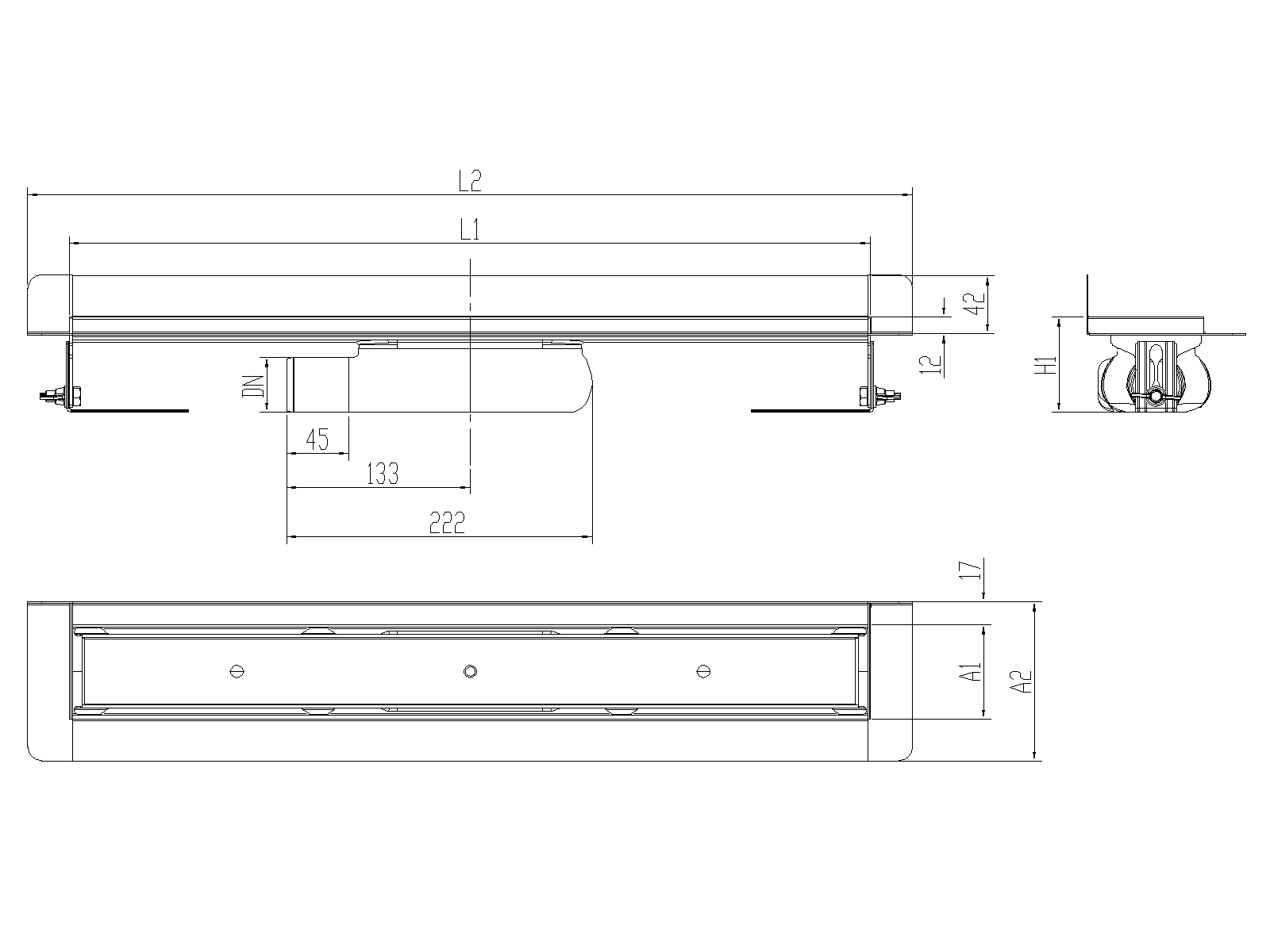 SHOWERDRAIN-C 2.0 C_MARCO TRAS SHLI DN50 H69 C_RJ TILE S_TELA Esquema técnico canal Showerdrain -C 2.0 con marco trasero S/H lateral izquierda DN50 H:69-140mm con sifon de 25mm y reja RELLENABLE sin tela CD000407 // CD000408 // CD000409 // CD000410 // CD000411 // CD000412 // CD000413