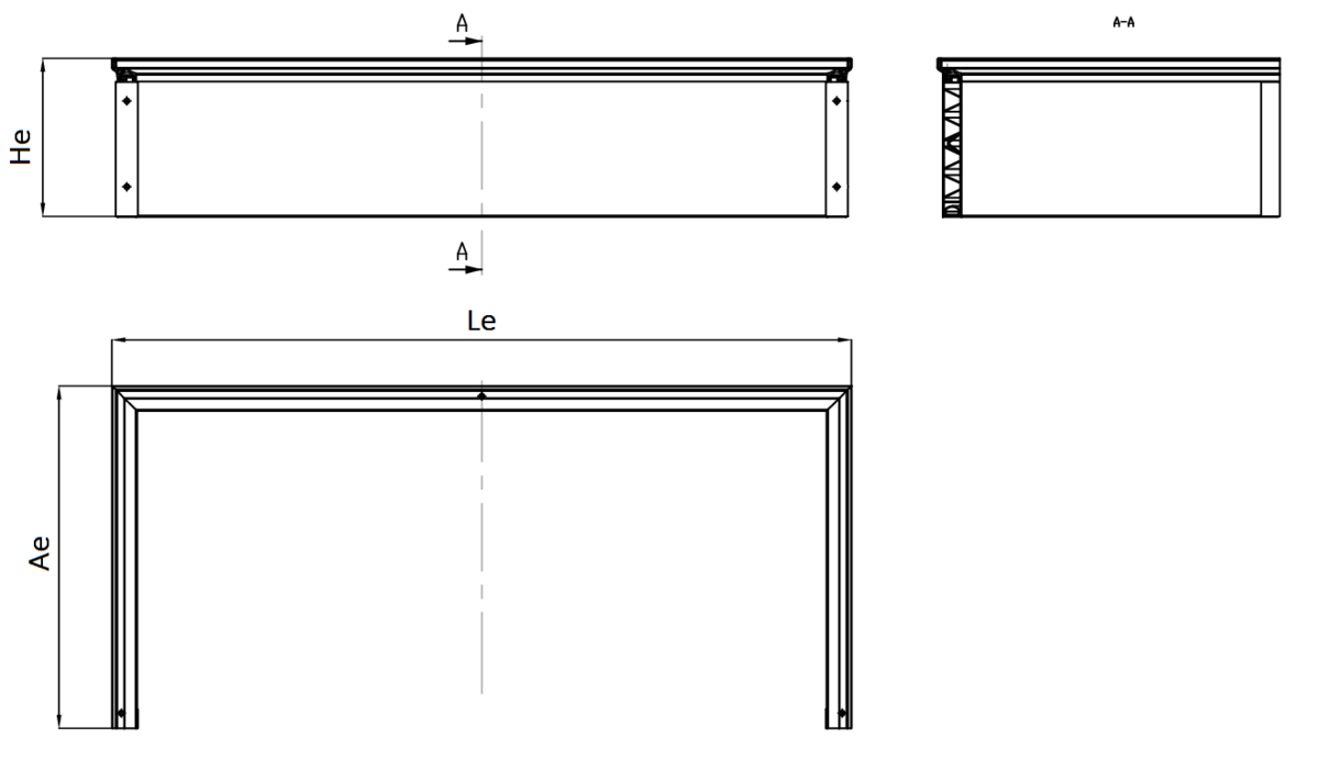 TRLUZ REALCE FIJO Esquema técnico generico del realce de tragaluz THERM, realce de altura fija H275.