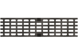 Render de la reja para canal MULTIDRIAN/MULTILINE/XTRADRAIN 100, reja entramada 31X12 en fundición de dimensiones L500 A123 H21/21 con sistema de fijación Drainlock, clase de carga C250.