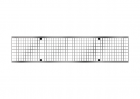 Render de la reja para canal MULTIDRIAN/MULTILINE/XTRADRAIN 200, reja entramada 16X22 en acero galvanizado de dimensiones L1000 A223 H21/50 con sistema de fijación Drainlock, clase de carga D400.
