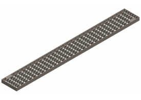 Render de la reja para canal Modular 125, reja entramada lisa 25X25 20X2 en acero inoxidable AISI304 de dimensiones L1000 A125 H20 sin sistema de fijación, clase de carga A15.