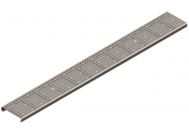 Render de la reja para canal Modular 125, reja perforada en acero inoxidable AISI304 de dimensiones L1000 A125 H20 sin sistema de fijación, clase de carga A15.
