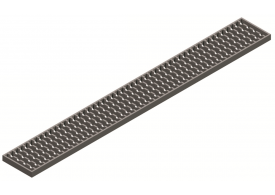 Render de la reja para canal Modular 125, reja de barras antideslizante en acero inoxidable AISI304 de dimensiones L1000 A125 H20 sin sistema de fijación, clase de carga C250.