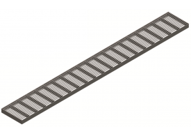 Render de la reja para canal Modular 125, reja anti-tacón en acero inoxidable AISI304 de dimensiones L1000 A125 H20 sin sistema de fijación, clase de carga A15.