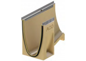 Render del canal adaptador MULTILINE SEAL IN V200 10-20 L500 H365 de hormigón polímero sin reja, sistema de fijación Drainlock con bastidor en acero galvanizado