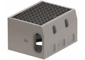 Render cabeça sumidouro com saida vertical DN160 para canal Kerbdrain HB305 D400
