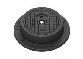 Render de la tapa para el tanque STORMBRIXX fabricada en fundición, de dimensiones Ø305 y 75mm de altura, clase de carga D400.