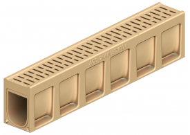 Render del canal MONOBLOCK PD100V 0.0 de hormigón polímero con reja integrada D400