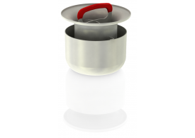 Render do sifão em aço inoxidável AISI304, de Ø127 H105, altura de água Ha50 para sumidouros EG com fundo Ø157.