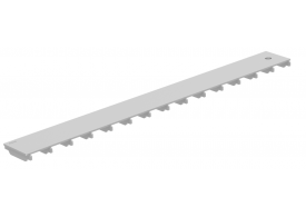 Render de la reja para canal Modular 125, reja ranurada en acero inoxidable AISI304 de dimensiones L1000 A125 H20/30 sin sistema de fijación, clase de carga B125.